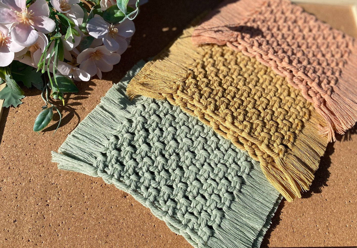 Macrame Rectangular Coasters Sets of 2