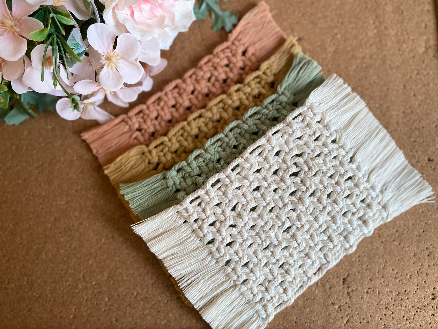 Macrame Rectangular Coasters Sets of 2