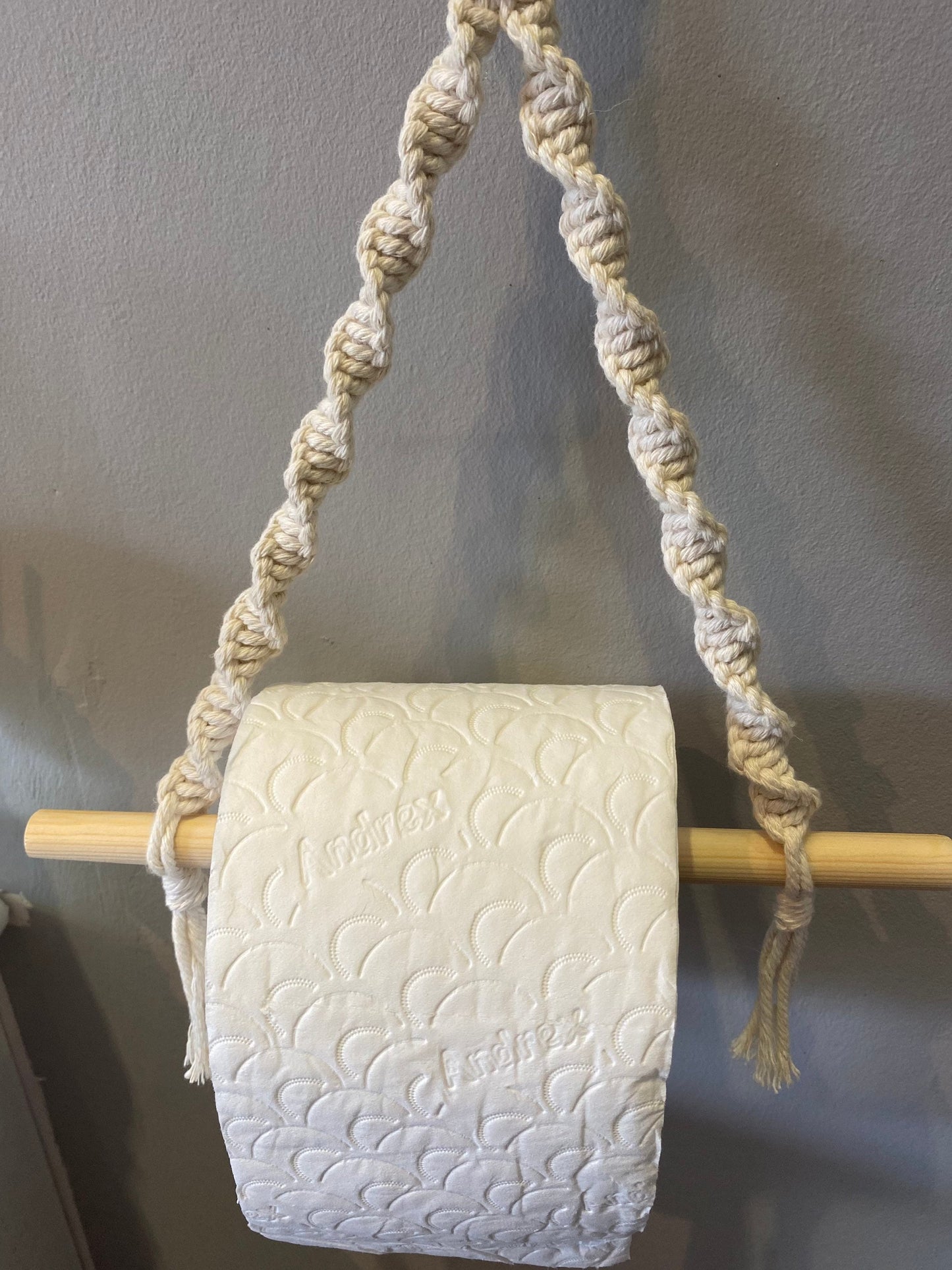 Rustic Macrame Hanging Toilet Roll Holder
