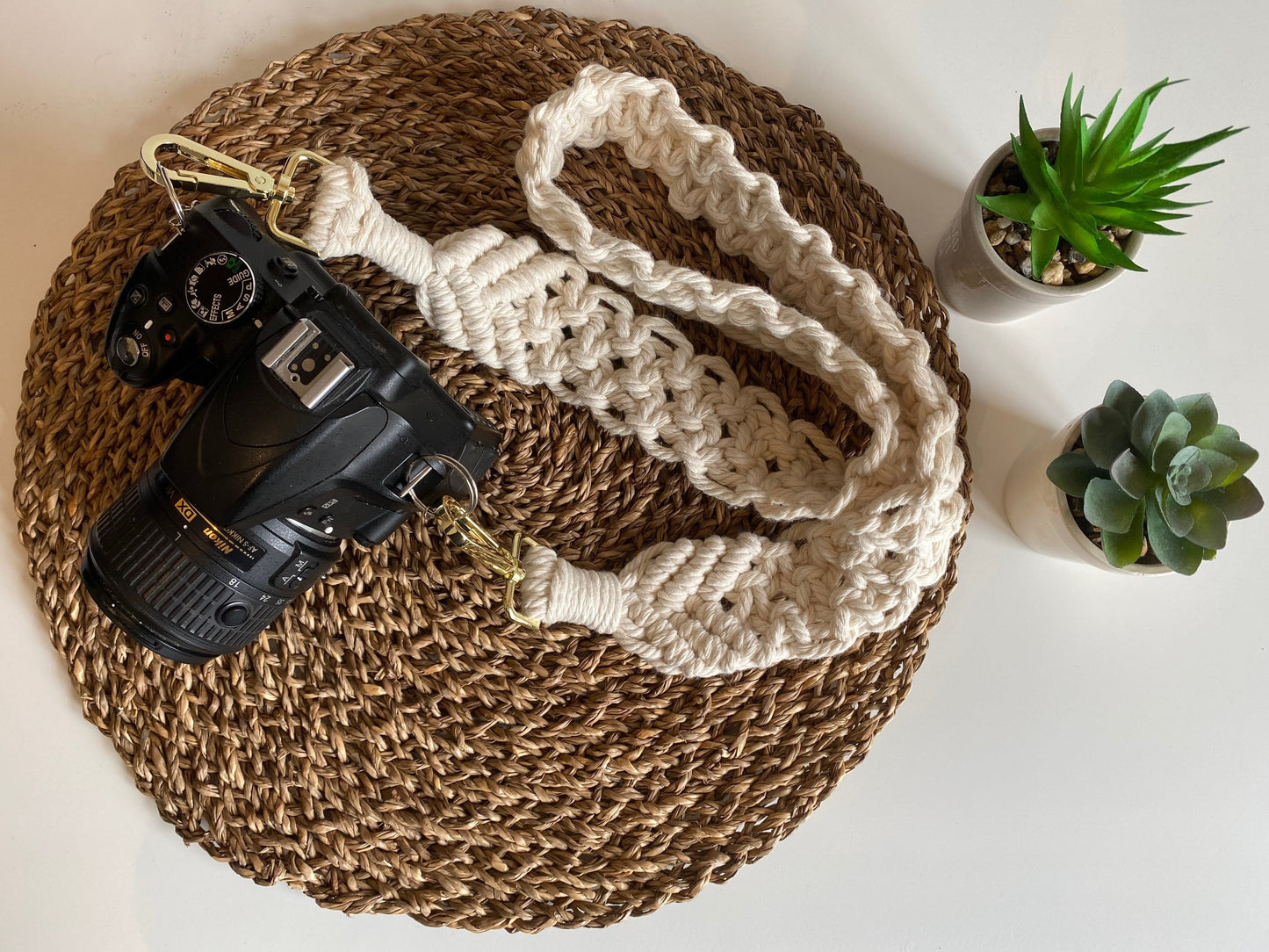Unique Macrame DSLR Camera Replacement Strap, Travel Accessories, Photographer Gift, Simple Stylish Rope Crossbody Camera Strap