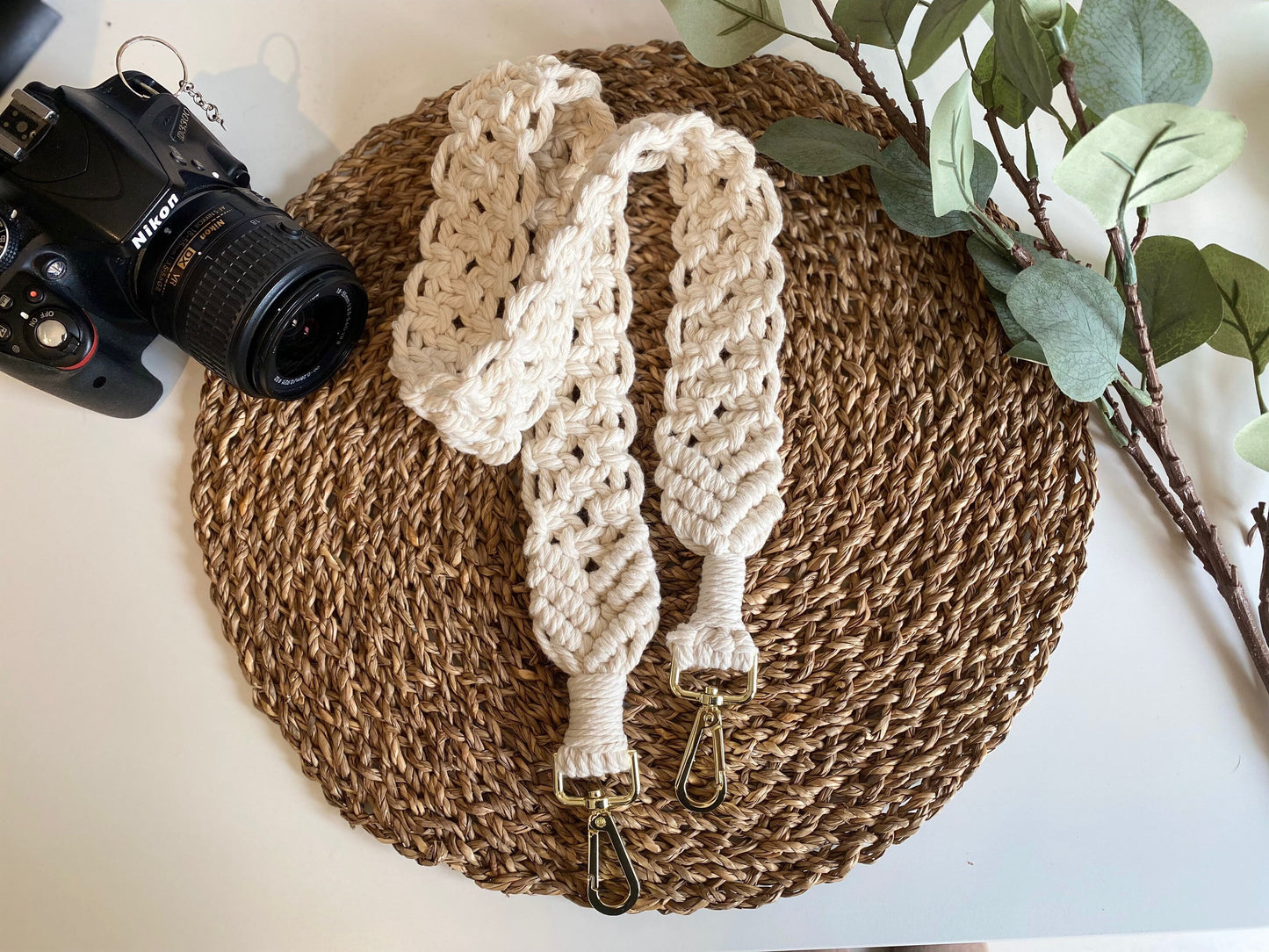 Unique Macrame DSLR Camera Replacement Strap, Travel Accessories, Photographer Gift, Simple Stylish Rope Crossbody Camera Strap