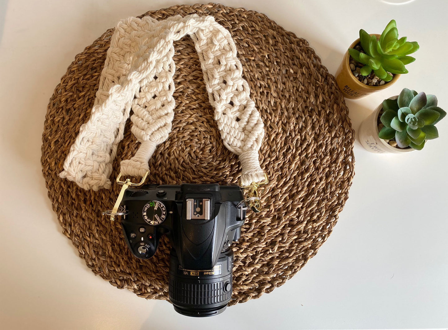 Unique Macrame DSLR Camera Replacement Strap, Travel Accessories, Photographer Gift, Simple Stylish Rope Crossbody Camera Strap