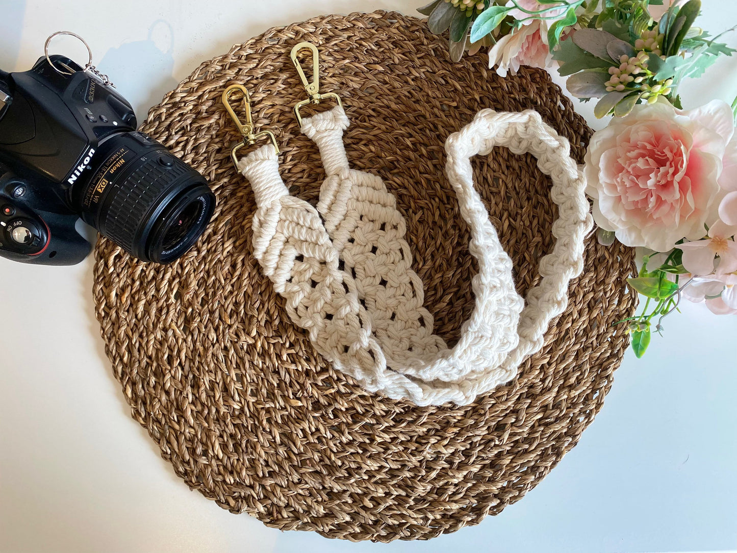Unique Macrame DSLR Camera Replacement Strap, Travel Accessories, Photographer Gift, Simple Stylish Rope Crossbody Camera Strap