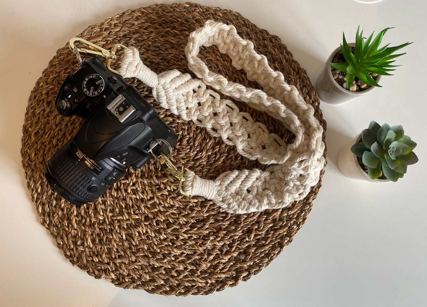 Unique Macrame DSLR Camera Replacement Strap, Travel Accessories, Photographer Gift, Simple Stylish Rope Crossbody Camera Strap