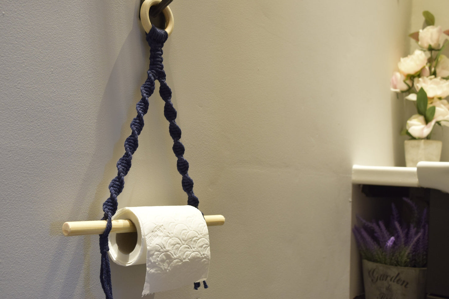 Decorative Indigo Blue Toilet Roll Holder Wall Mounted
