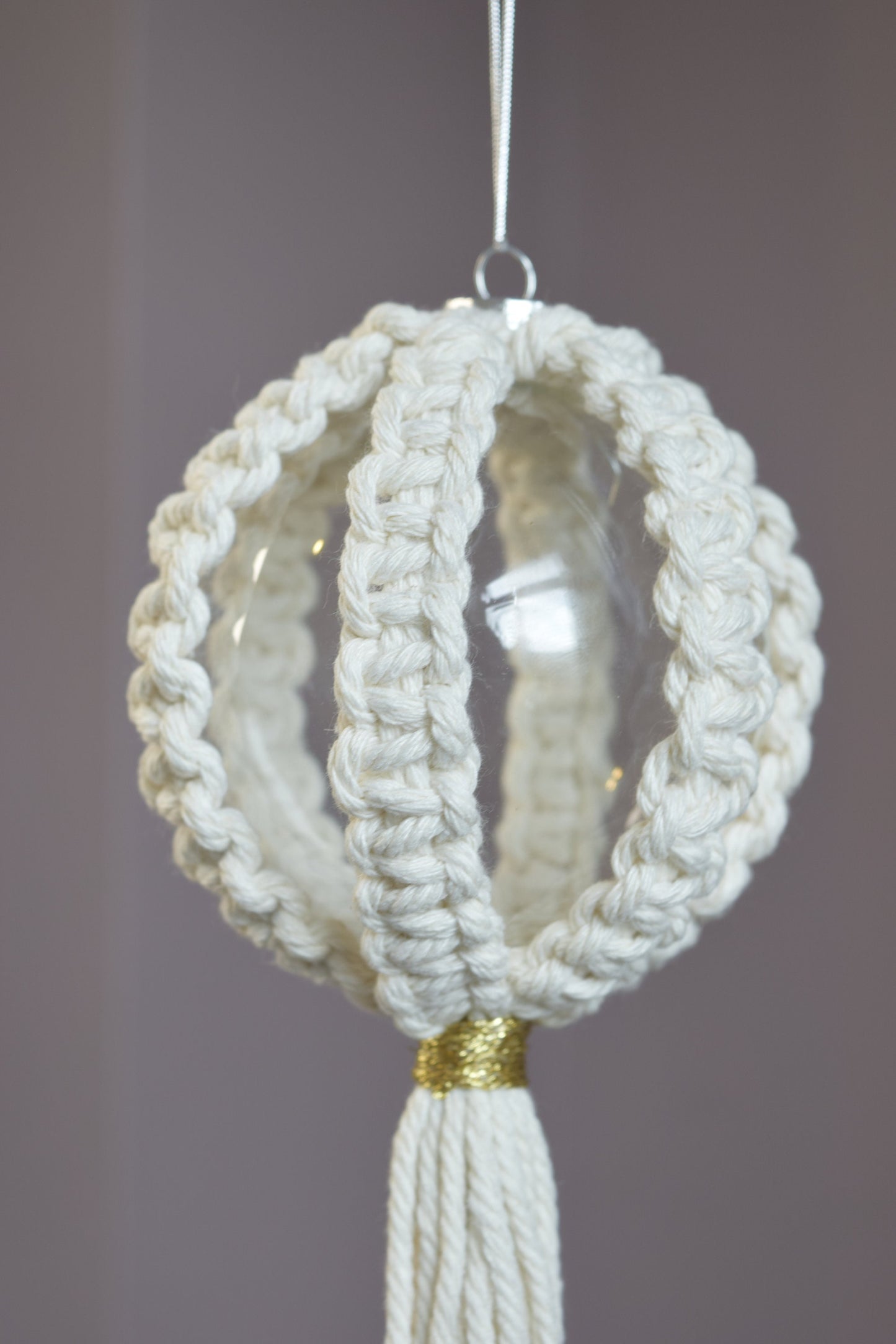 Macrame Christmas Tree Glass Baubles Ornaments