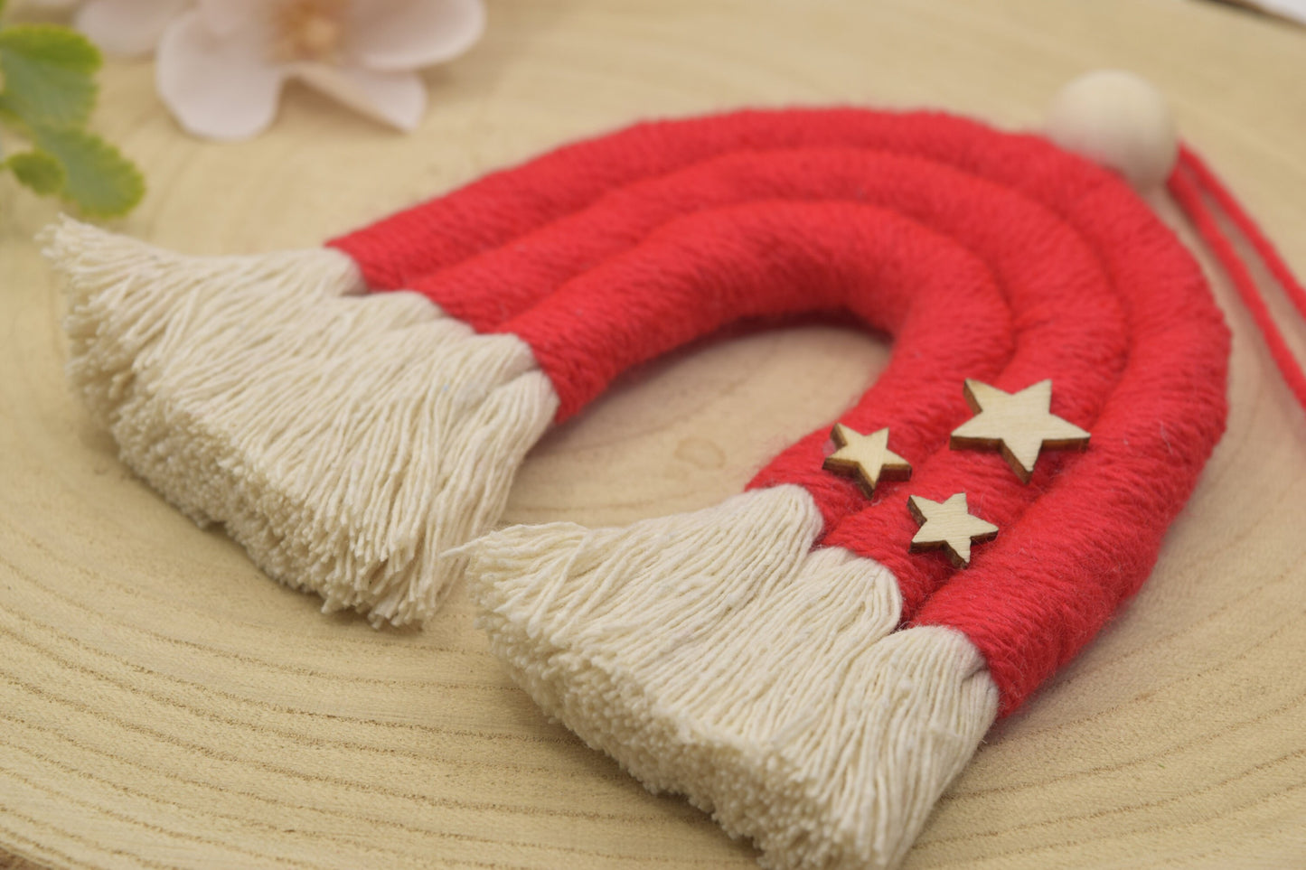 Red Macrame Christmas Tree Ornaments