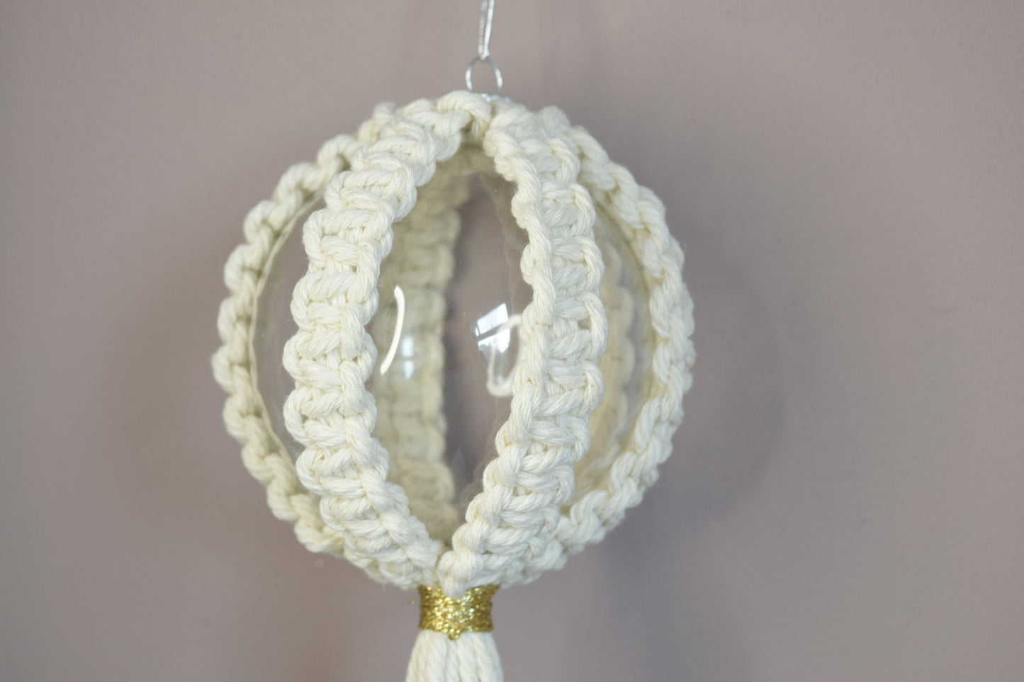 Macrame Christmas Tree Glass Baubles Ornaments