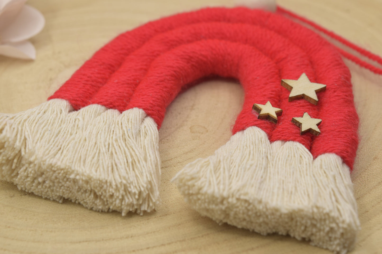 Red Macrame Christmas Tree Ornaments
