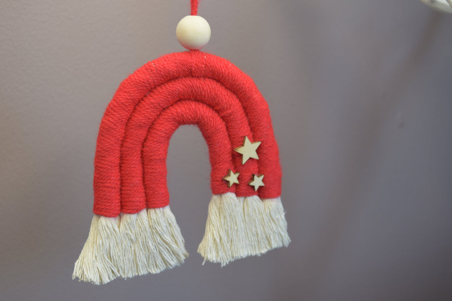 Red Macrame Christmas Tree Ornaments