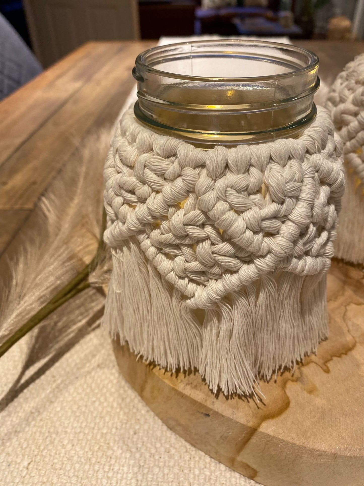 Macrame Mason Jar Tealight Holder