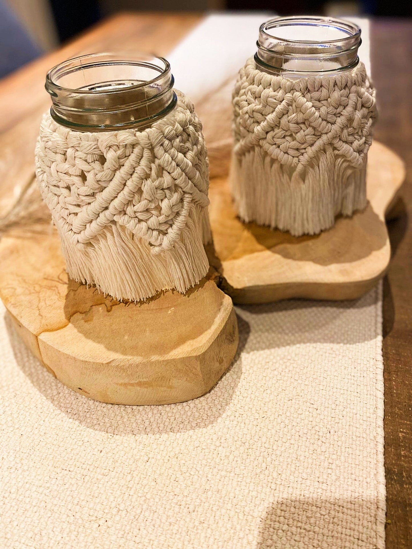 Macrame Mason Jar Tealight Holder