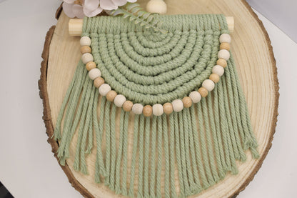 Sage Green Half Moon Macrame Wall Decor