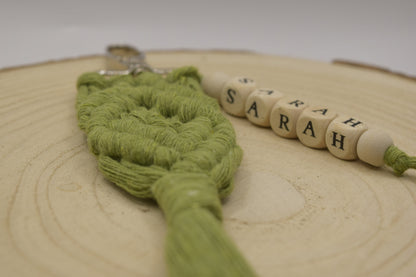 Personalised Macrame Keyring, New Home Keyring, Cute Handmade Name Keychain, Customised Gift for Women, Handbag Charms, Hen Party Favours
