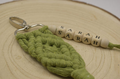 Personalised Macrame Keyring, New Home Keyring, Cute Handmade Name Keychain, Customised Gift for Women, Handbag Charms, Hen Party Favours