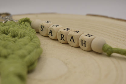 Personalised Macrame Keyring, New Home Keyring, Cute Handmade Name Keychain, Customised Gift for Women, Handbag Charms, Hen Party Favours