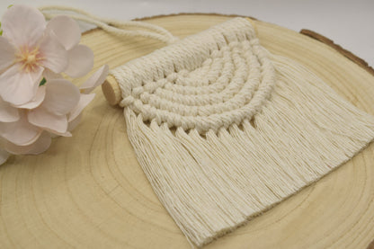 Beige Half Moon Macrame Wall Hanging