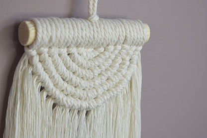 Beige Half Moon Macrame Wall Hanging