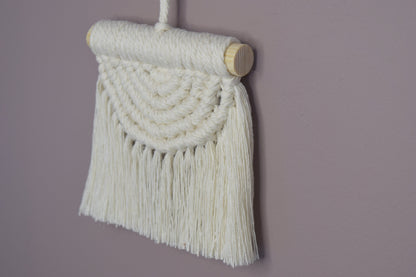 Beige Half Moon Macrame Wall Hanging