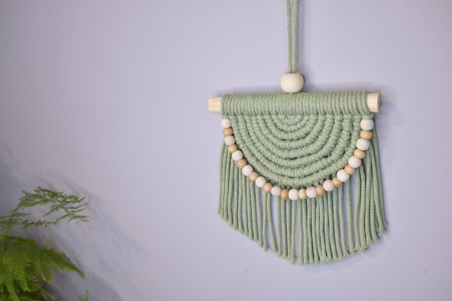 Sage Green Half Moon Macrame Wall Decor